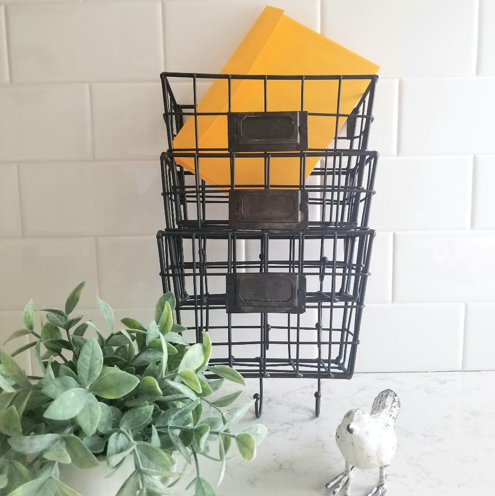 Set of 3 Pottery Barn Style Wire Storage Baskets
